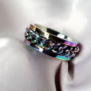 Stainless Steel Chain Linked Spinner Ring Size 8